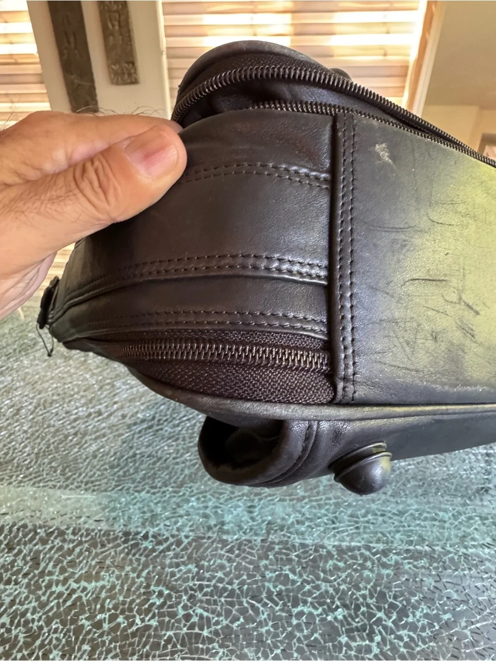 Tumi Classic Black Leather Weekender Duffel Bag - Men's Travel Bag
